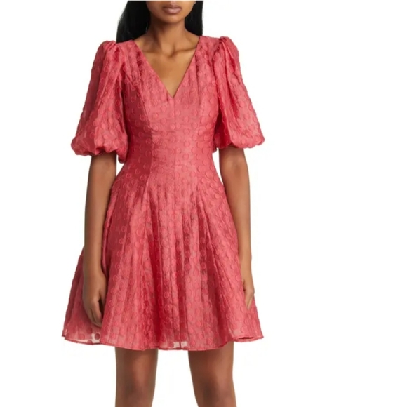 Dot Jacquard Fit & Flare Organza Dress RACHEL PARCELL - Picture 2 of 9